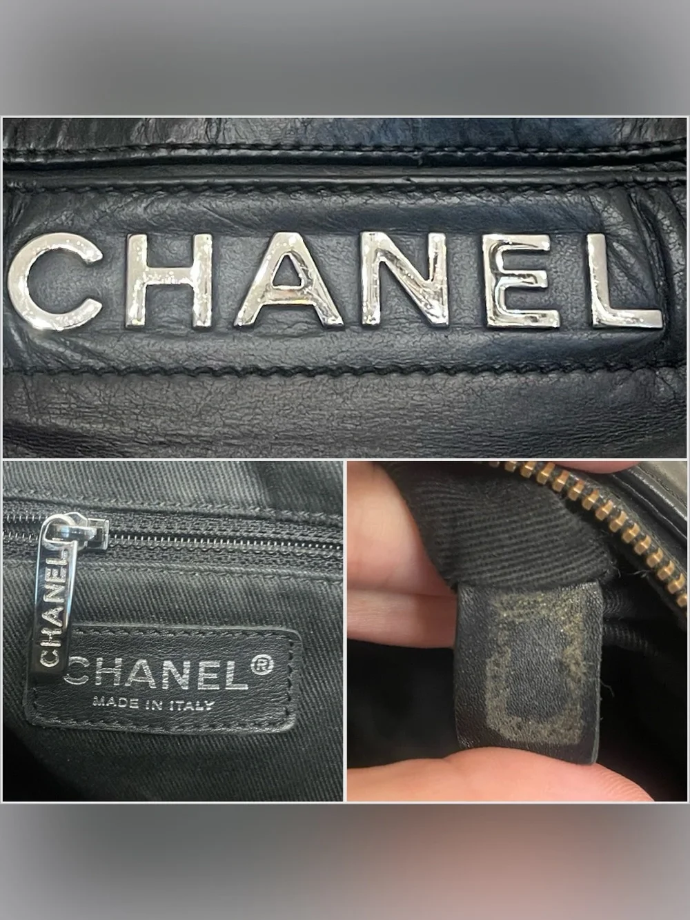 Chanel black large LAX lambskin shoulder bag gunmetal silver hardware plaque